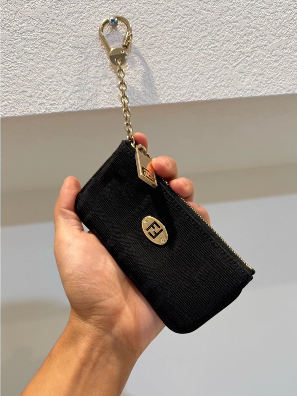 Authentic Fendi Zucca Canvas Key Coin Case Pouch Black - Picture 3 of 15